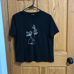Short sleeve tshirts, Shein, black/white flowers
